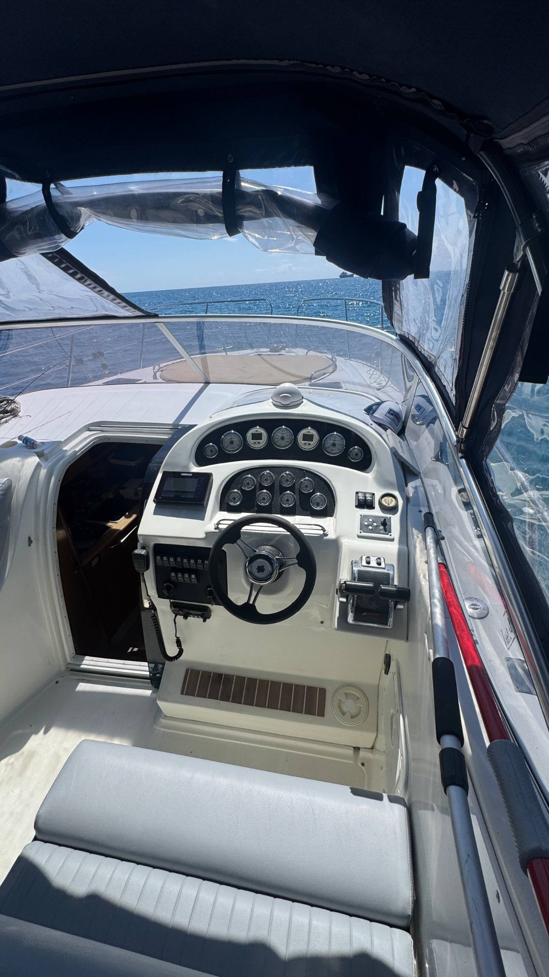 Saver 330 covered helm at sea
