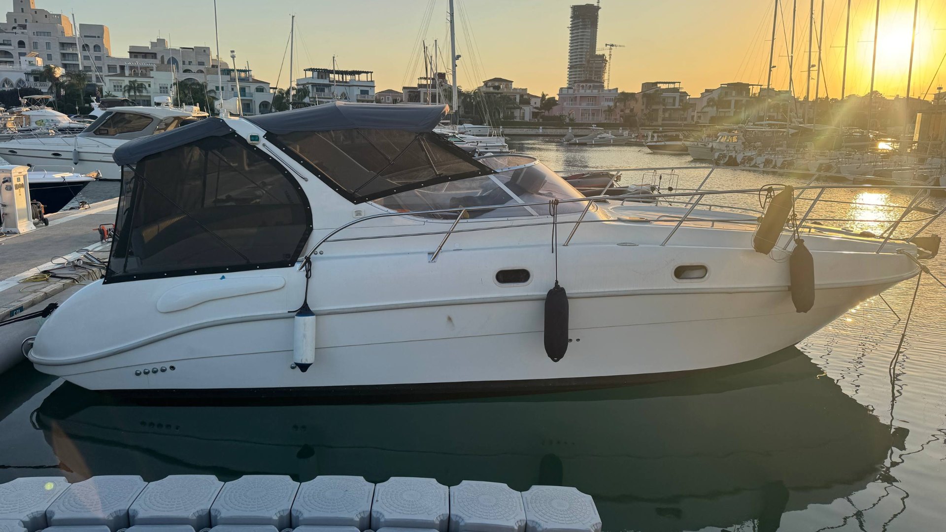 Saver 330 docked at sunset